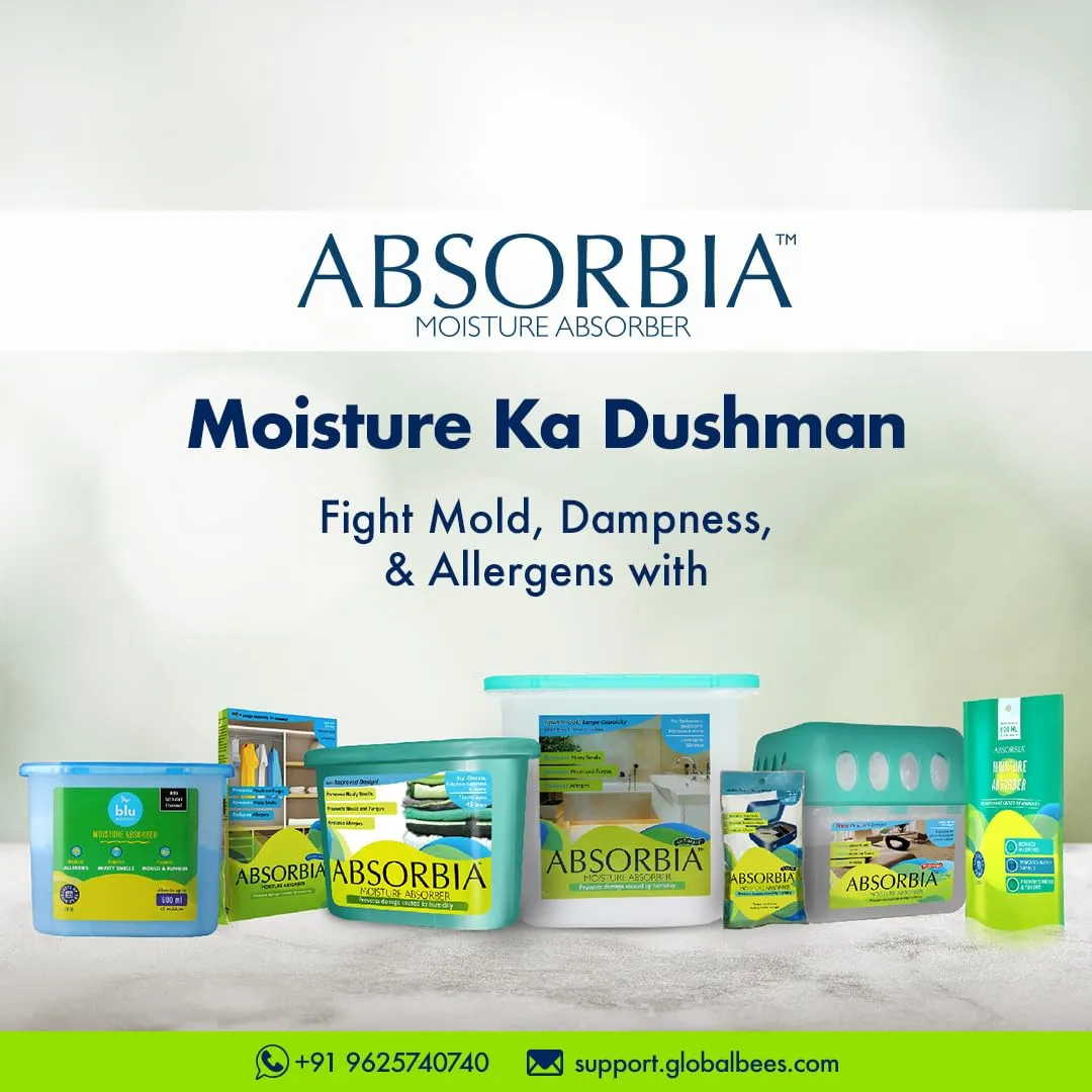 Absorbia Moisture Absorber Sachet(100g each)-Season Pack of 6(Absobs upto 200ml Each) and Natural Camphor(Kapoor) Diamond shape for Equal Dispersion(60g X 2) with Fragrance of Lemon & Mogra