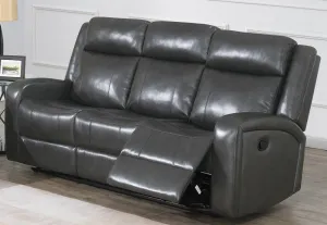 Agatha Grey Gel Leatherette Manual Recliner Sofa