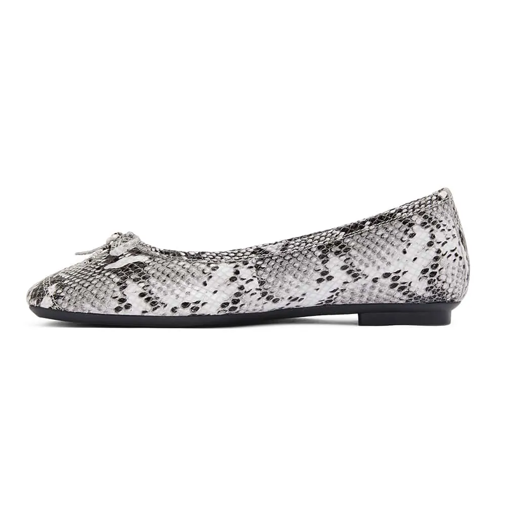 Alexa Flat in Taupe Snake Leather