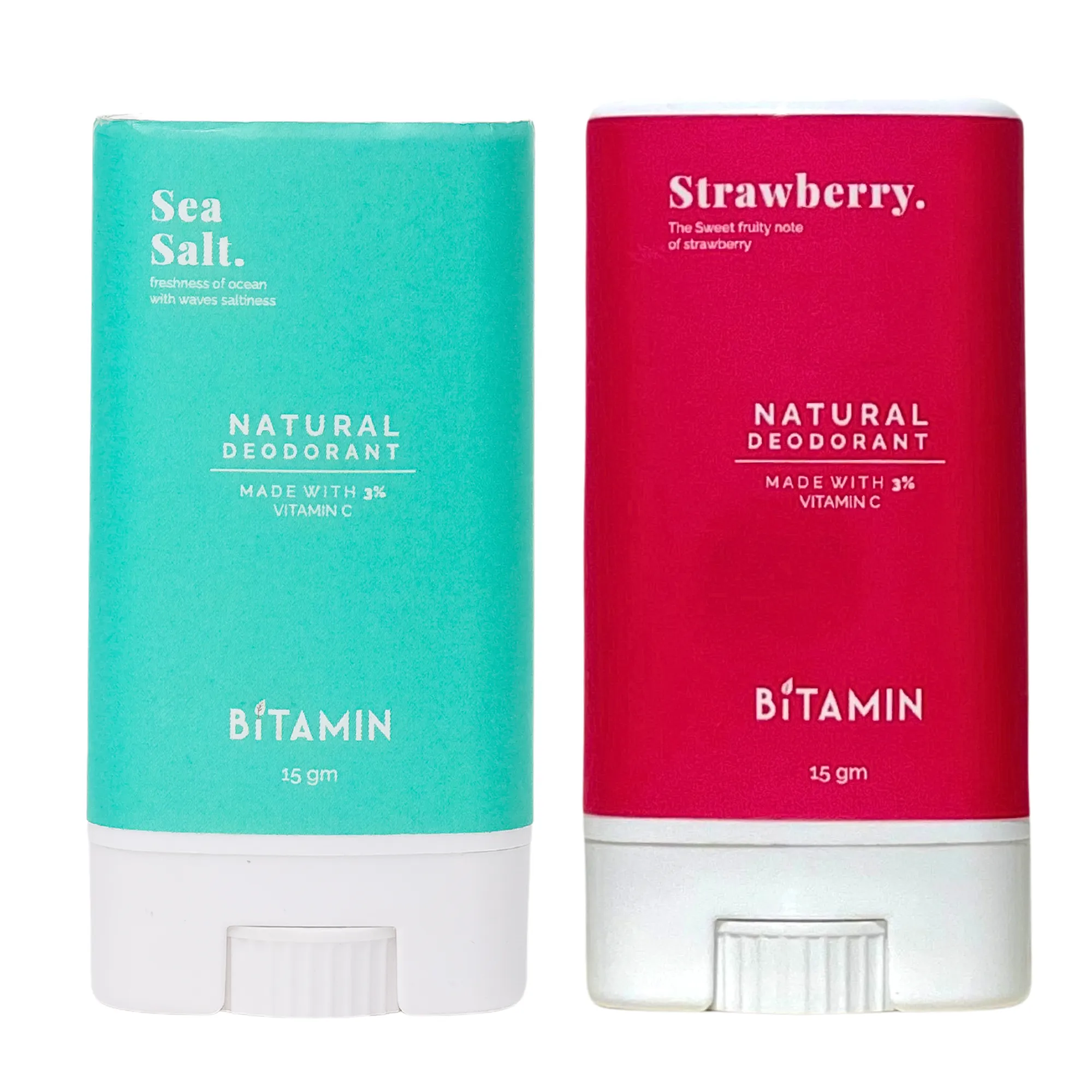 Bitamin Sea Salt   Strawberry Teens Natural Deodorant - 15 Grams Each