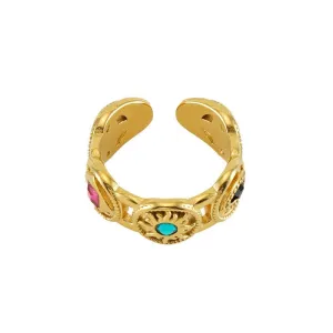 Bohemian Turquoise Gold Plated Adjustable Ring – Stylish Statement Jewellery