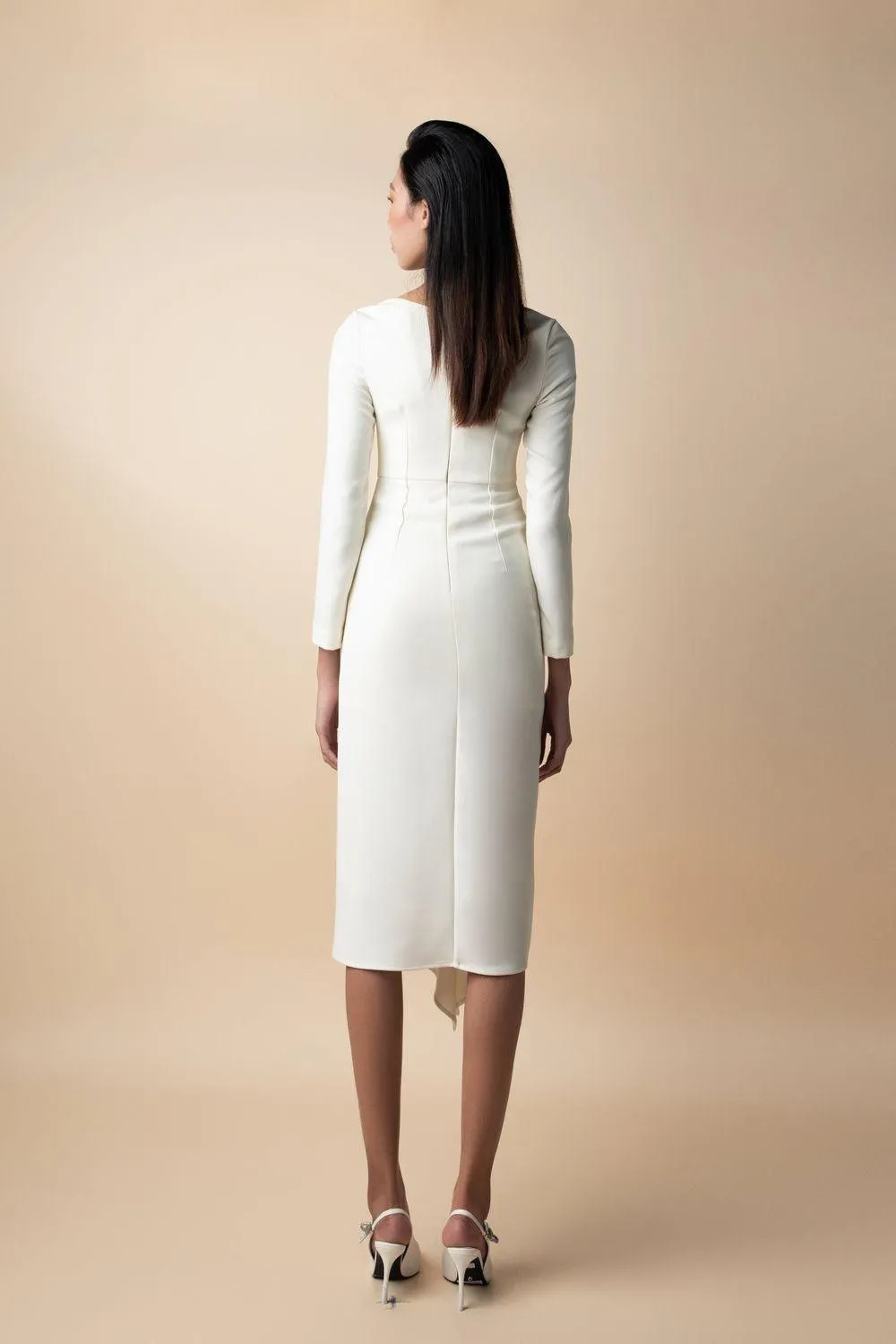 Campanula Sheath Long Sleeved Wool Knee-length Dress