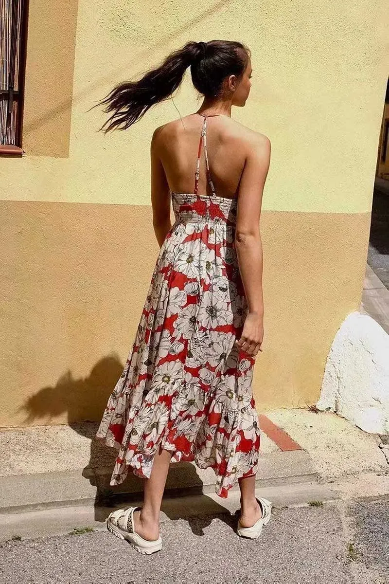 Carlita Cut-Out Halter Top Maxi Dress