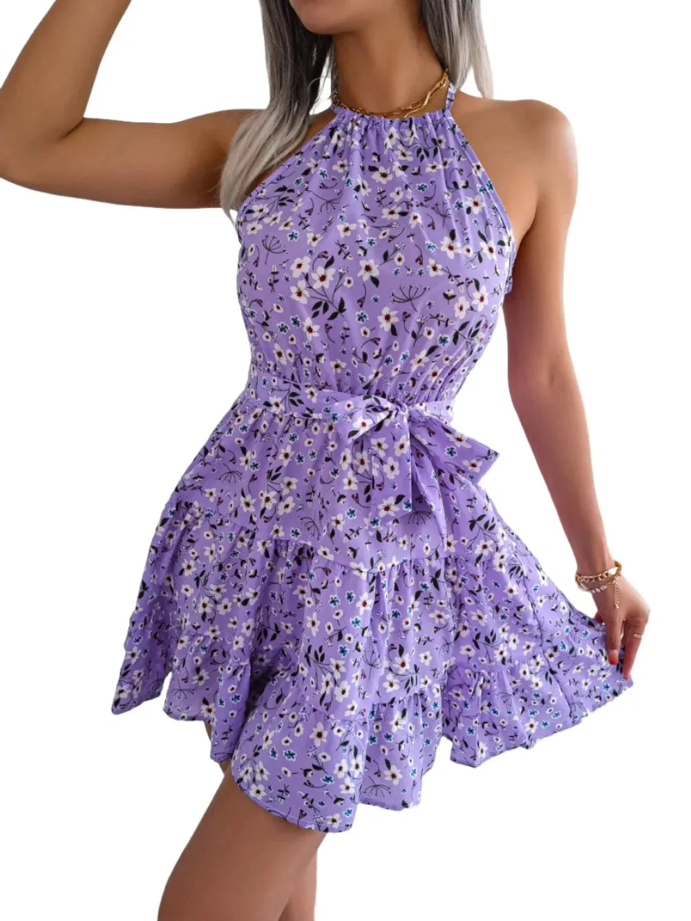 Casual O neck Sleeveless Mini Short Sundress