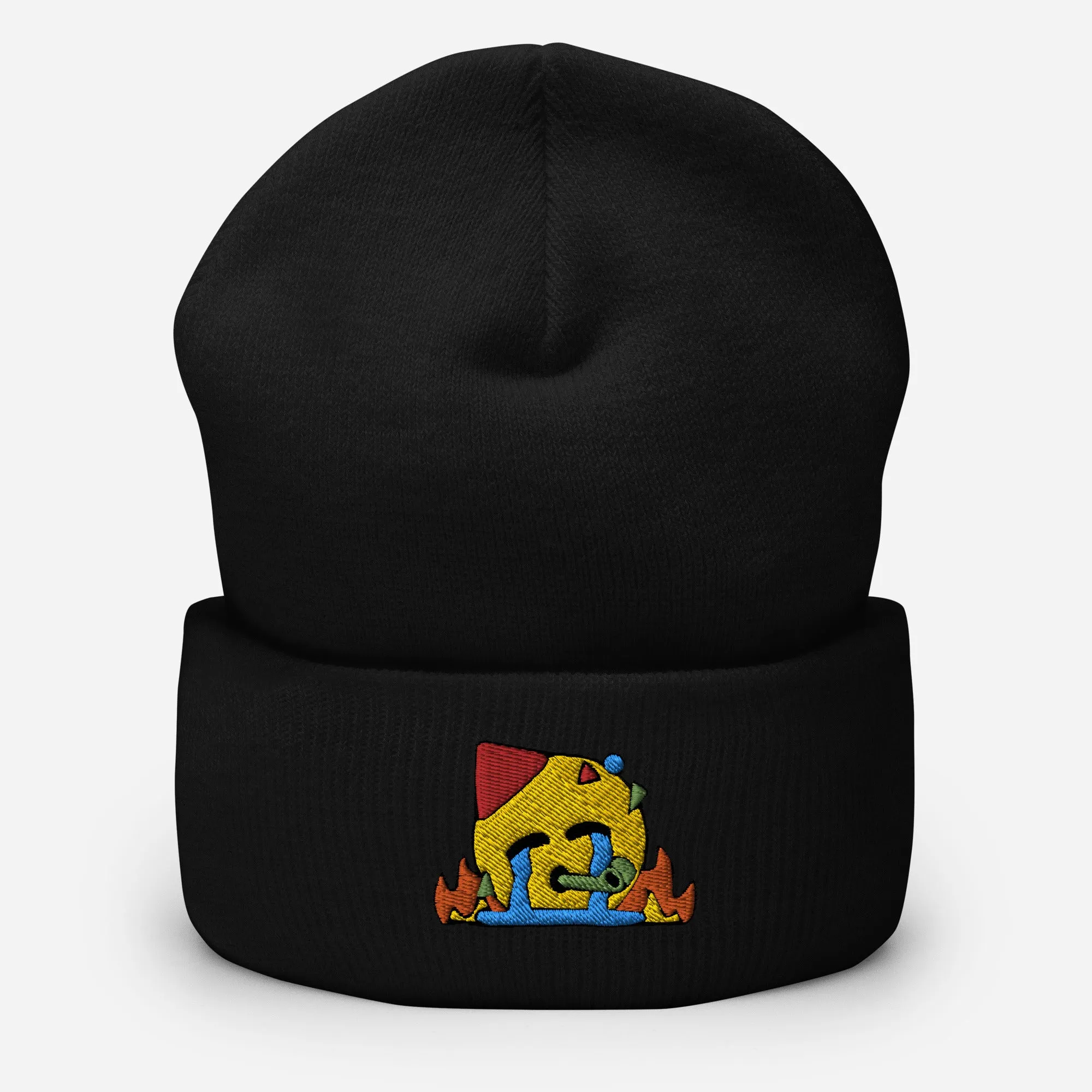 Chaotic Party Emoji Embroidered Cuffed Beanie