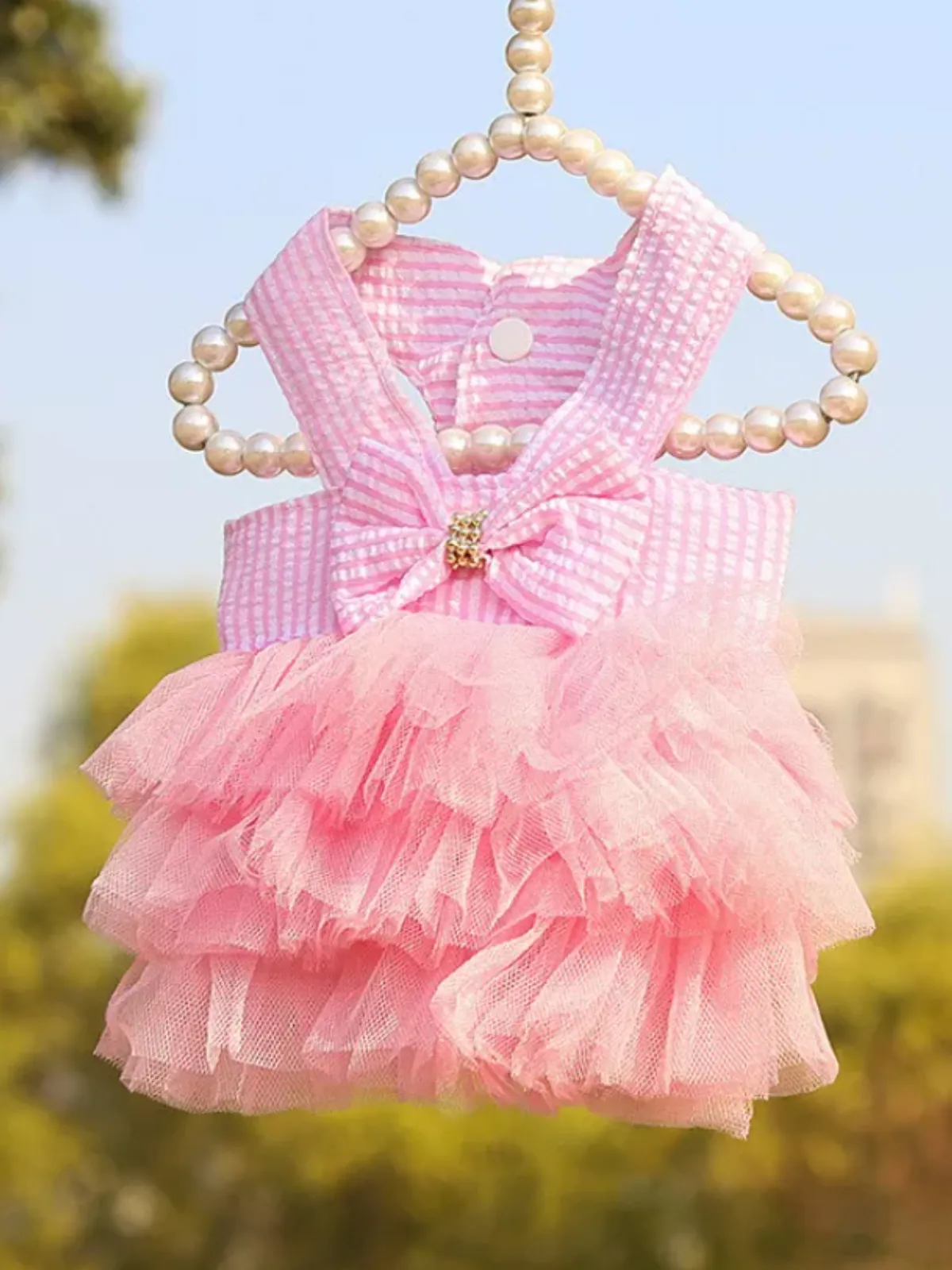 Chic Bowknot Cute Ruffle Dog Summer Dress