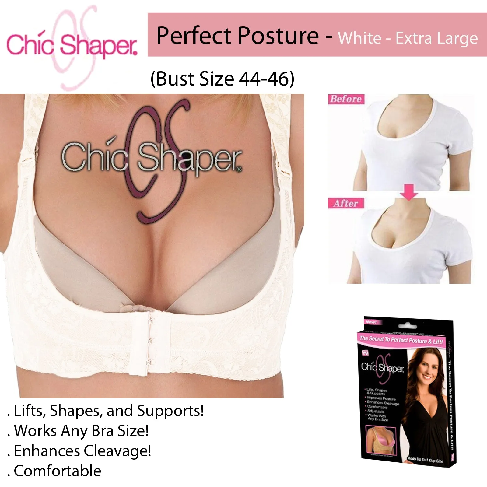 Chic Shaper Perfect Posture - White- Extra Large (Bust Size 44-46)