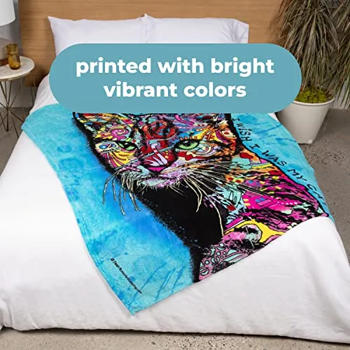 Dawhud Direct Colorful Cat Fleece Blanket Soft 50x60 Inch Ideal for Cat Lovers