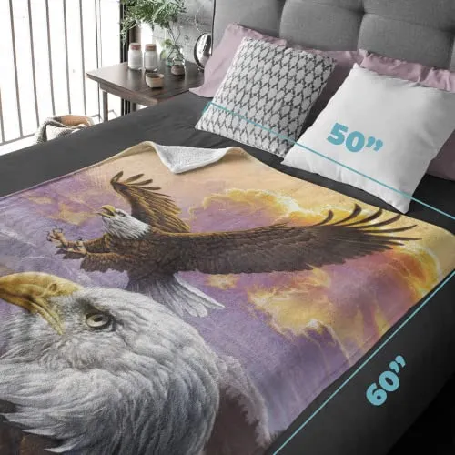 Dawhud Direct Eagle Fleece Blanket for Bed 50x60 Inch Flying Eagle Fleece Throw