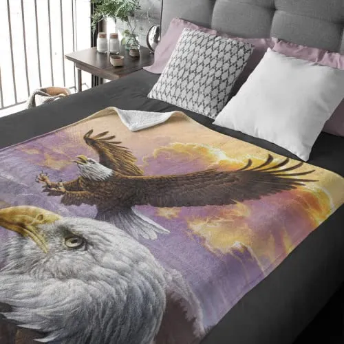 Dawhud Direct Eagle Fleece Blanket for Bed 50x60 Inch Flying Eagle Fleece Throw