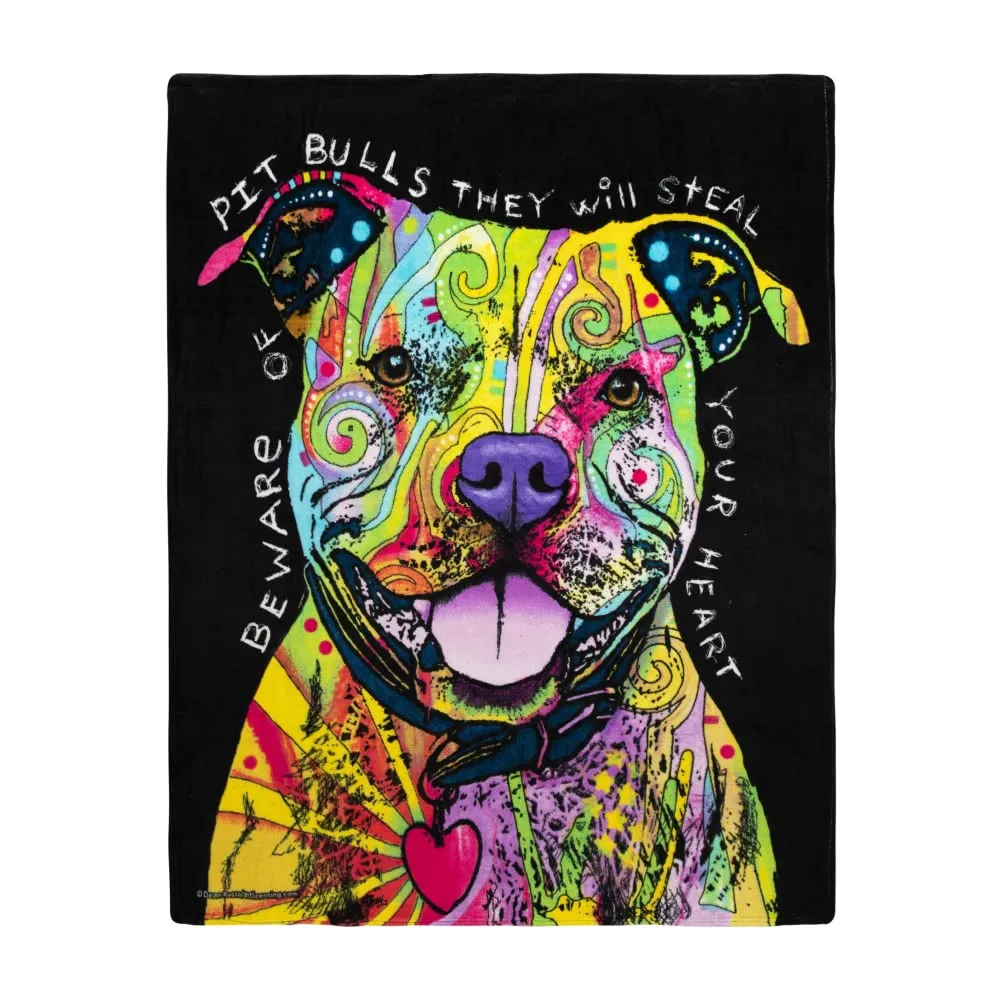 Dean Russo Beware Of Pit Bulls They Will Steal Your Heart Super Soft Plush Fleece Throw