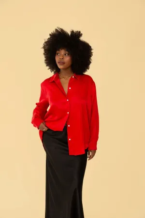 Denise Top in Red Silky