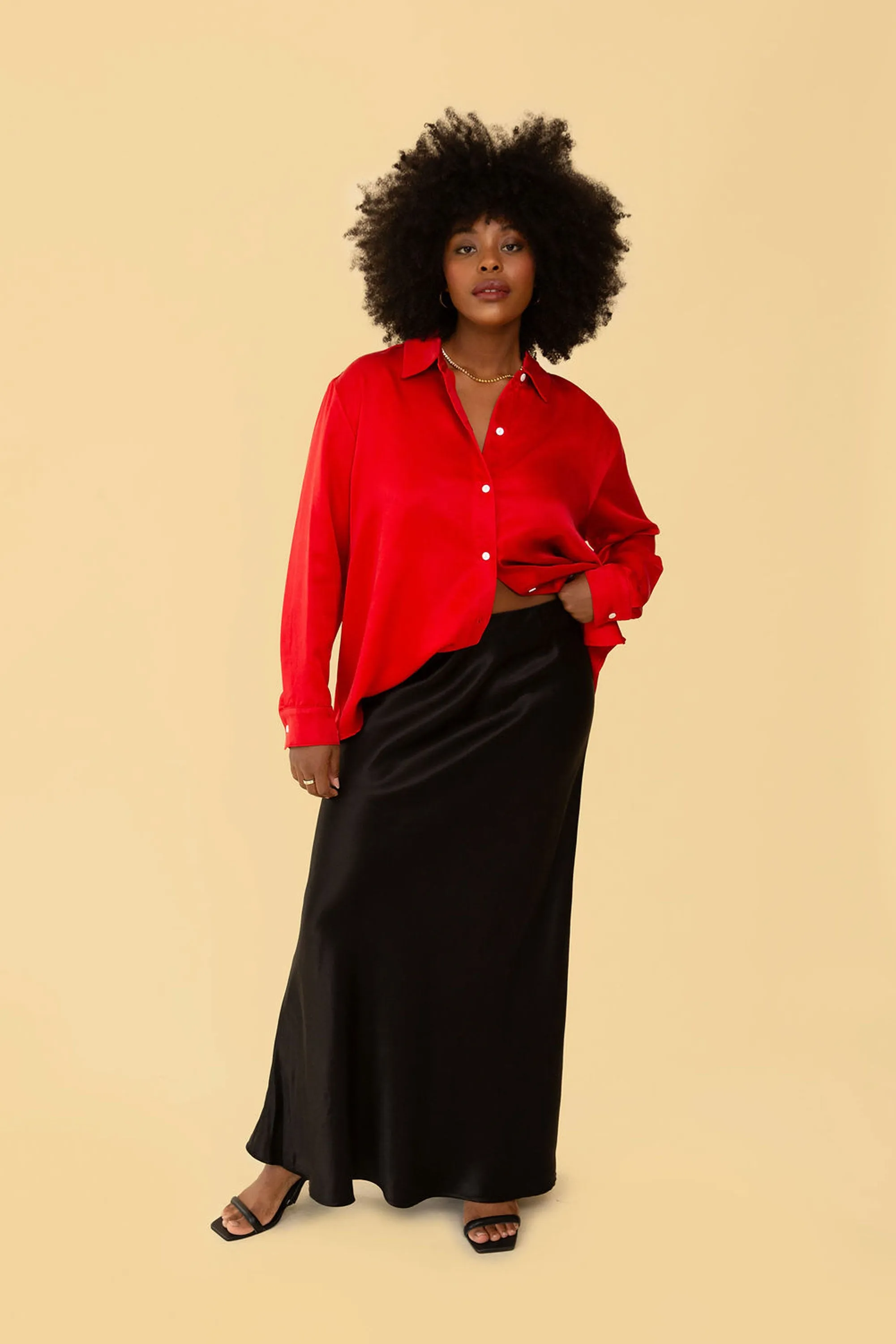 Denise Top in Red Silky