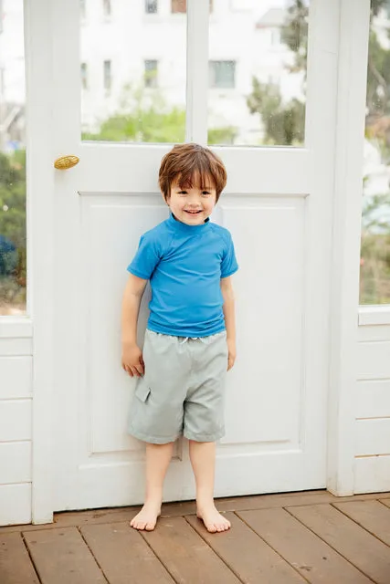 Diving Deep Blue Short Sleeve Swimsuit Top