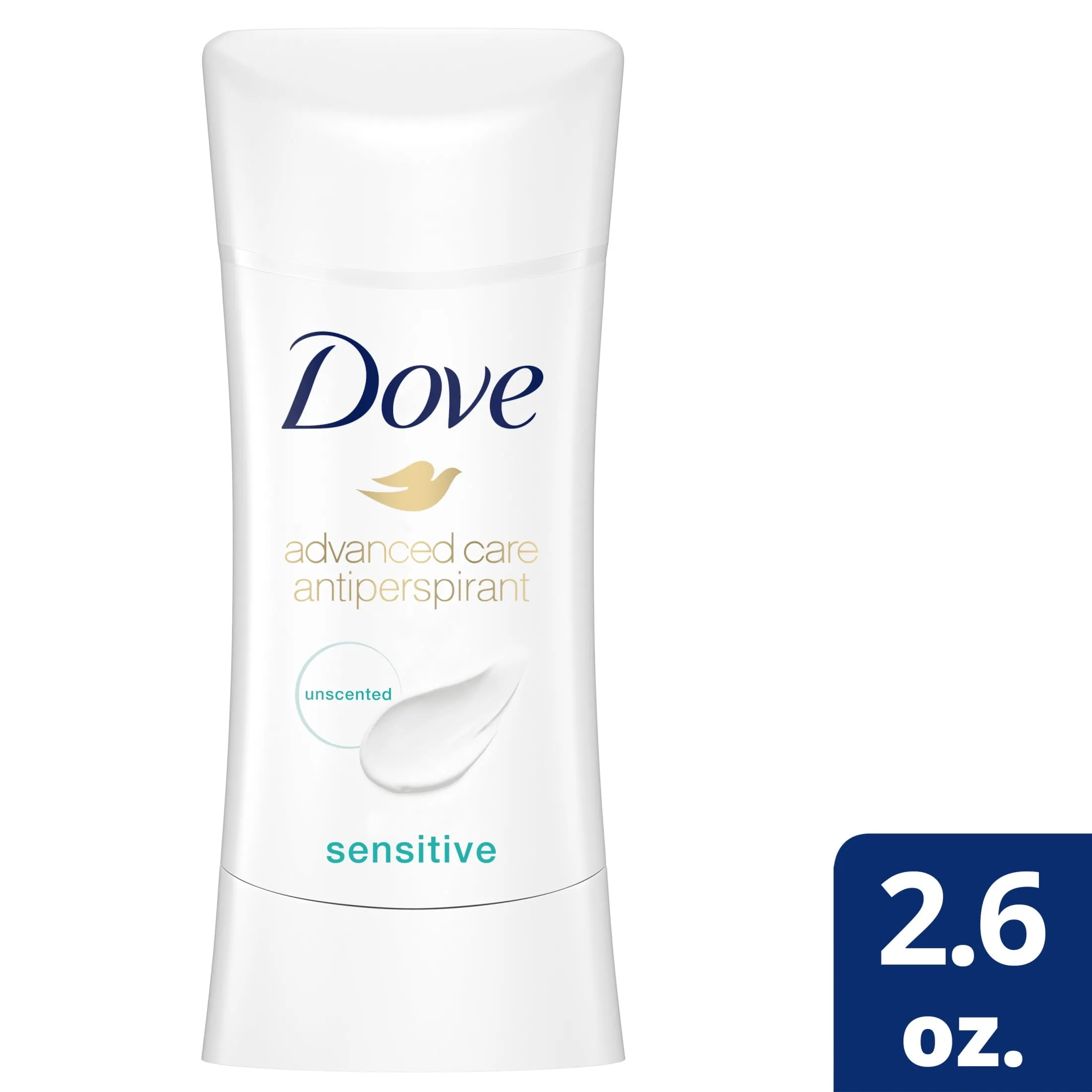 Dove Advanced Care Long Lasting Women's Antiperspirant Deodorant Stick, Unscented, 2.6 oz