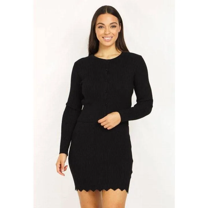 Dress With Cardigan Set-Black