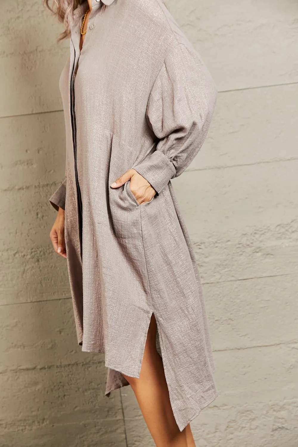 Elegant Draped Button-Down Dress