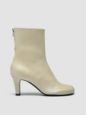 ESME 005 - Ivory Leather Zipped Boots