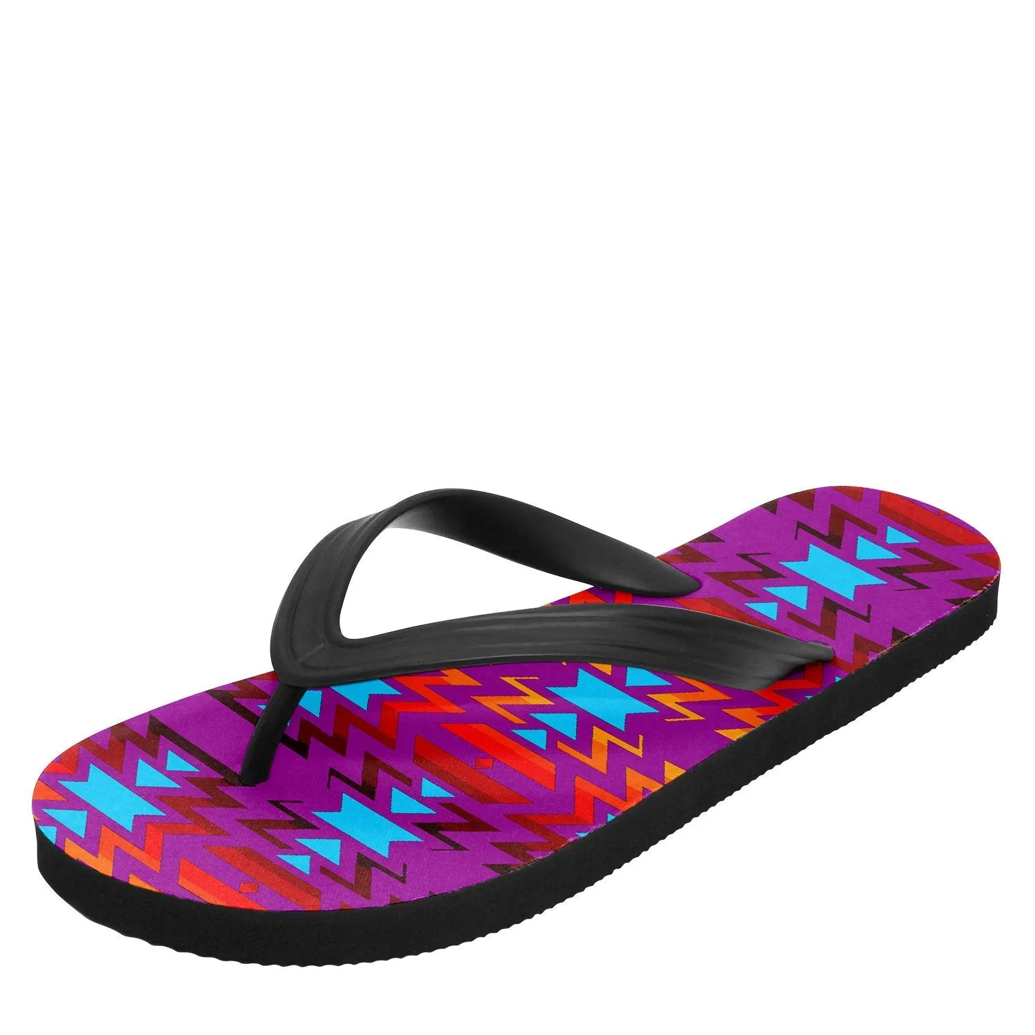 Fire Colors and Turquoise Purple Flip Flops