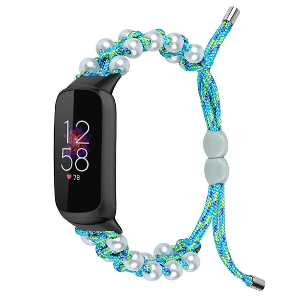 Fitbit Luxe stylish bead themed nylon watch strap - Blue