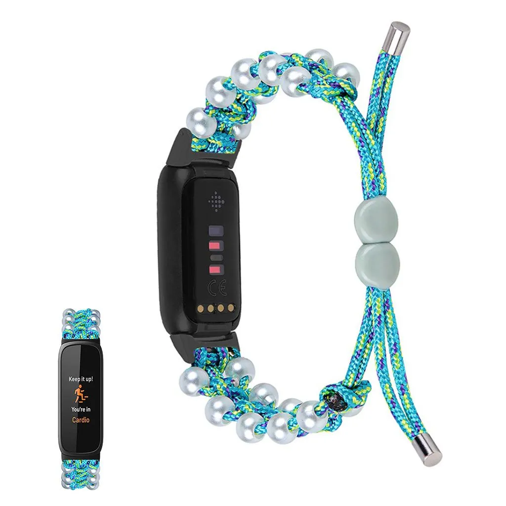 Fitbit Luxe stylish bead themed nylon watch strap - Blue