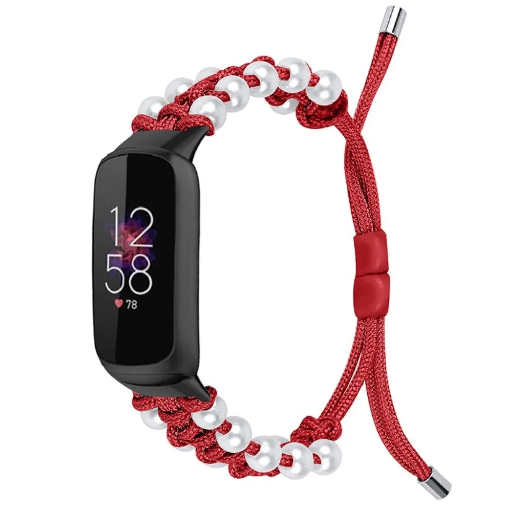 Fitbit Luxe stylish bead themed nylon watch strap - Red