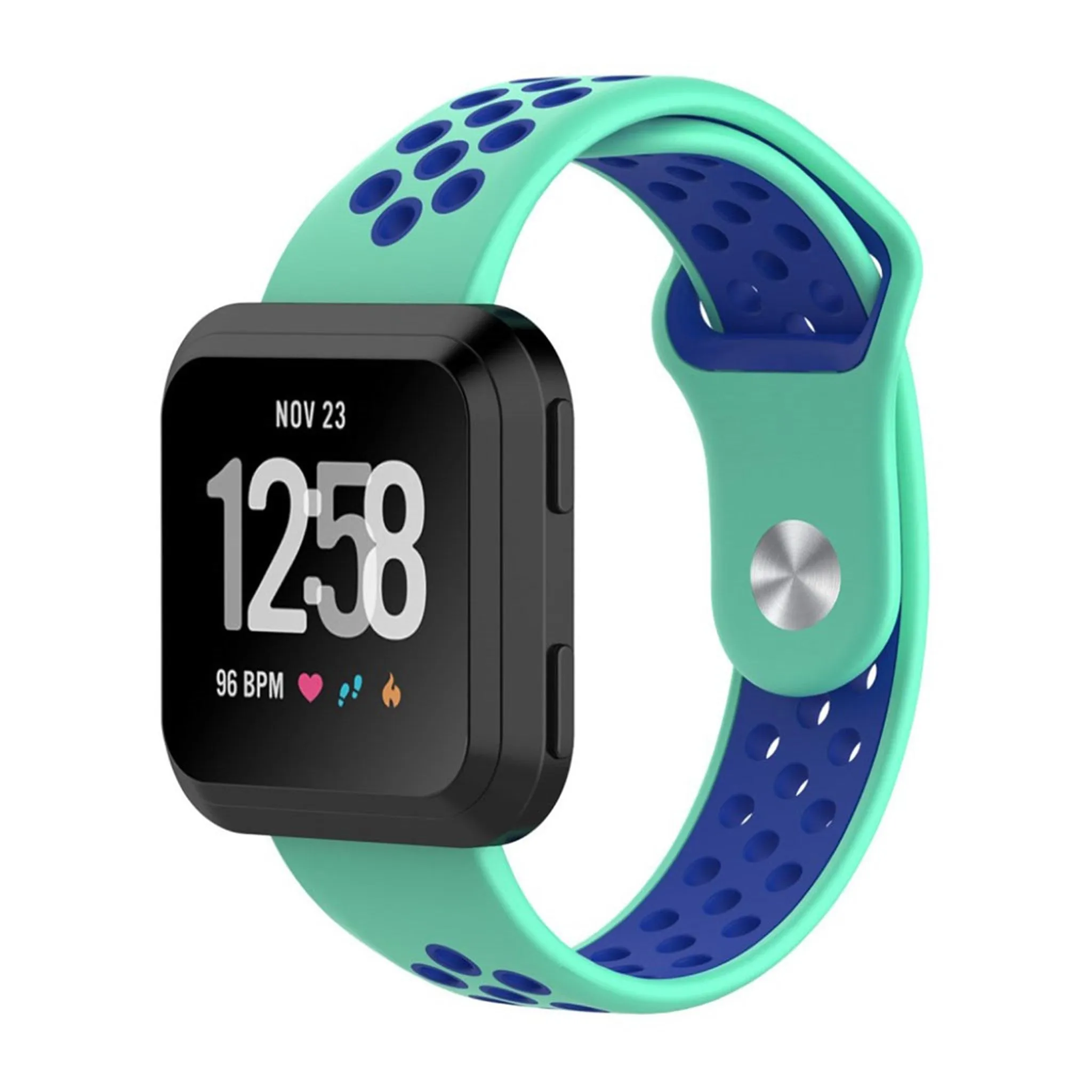 Fitbit Versa two-color breathable watchband replacement - Cyan / Blue