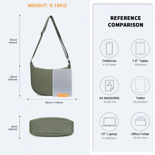 Green Portable Water-resistant Nylon Crossbody Bag with Comfortable Cotton Strap - Trendy & Durable Everyday Bag