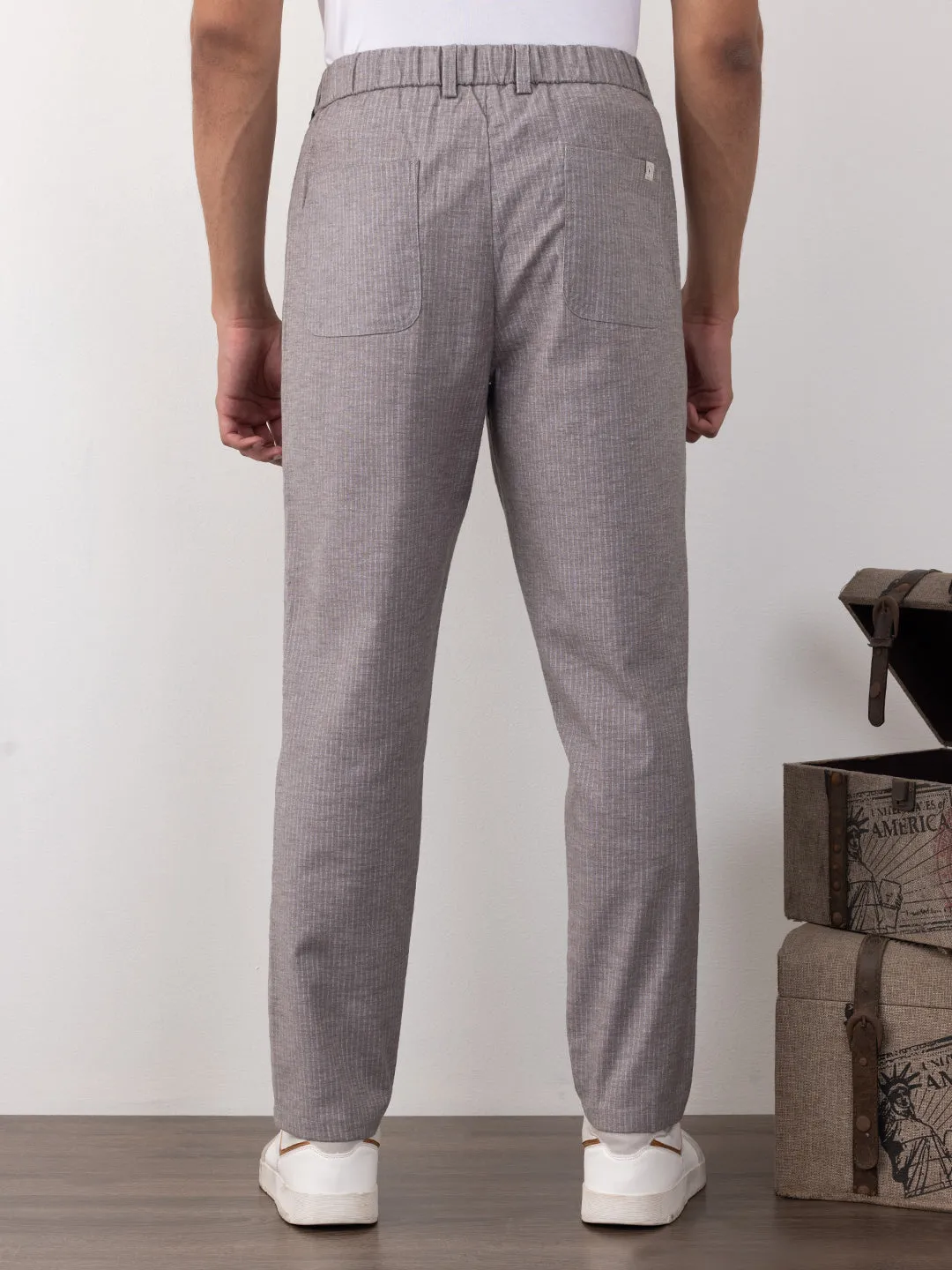 Grey Striped Loose pants