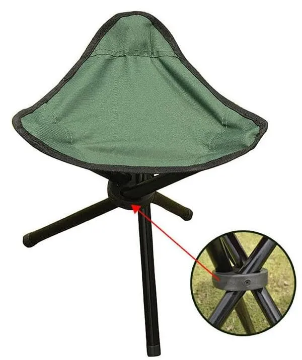 Heart Home Portable Stool for Travelling|Foldable Outdoor Sitting Chair|Tripod 3 Leg Chair For Camping, Picnic, Hiking|GREEN|