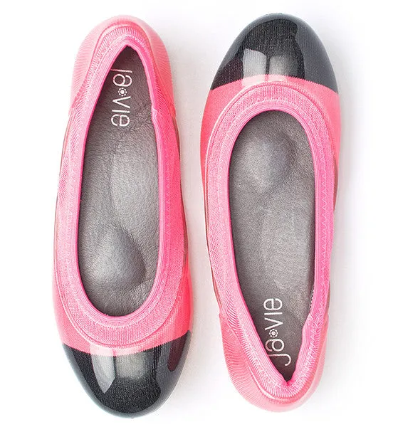 ja-vie bright pink/black jelly flats shoes