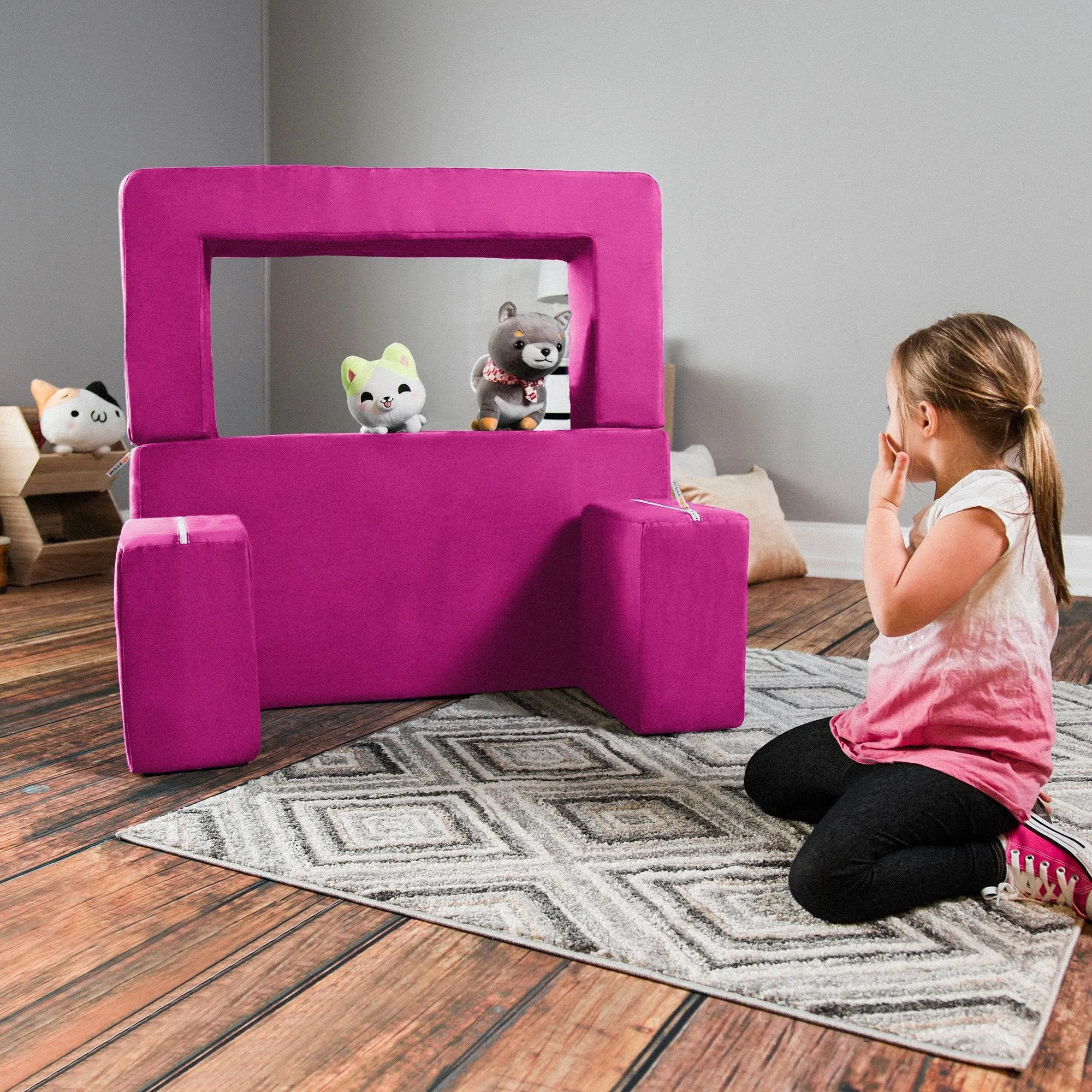 Jaxx Zipline Modular Kid's Loveseat and Ottoman