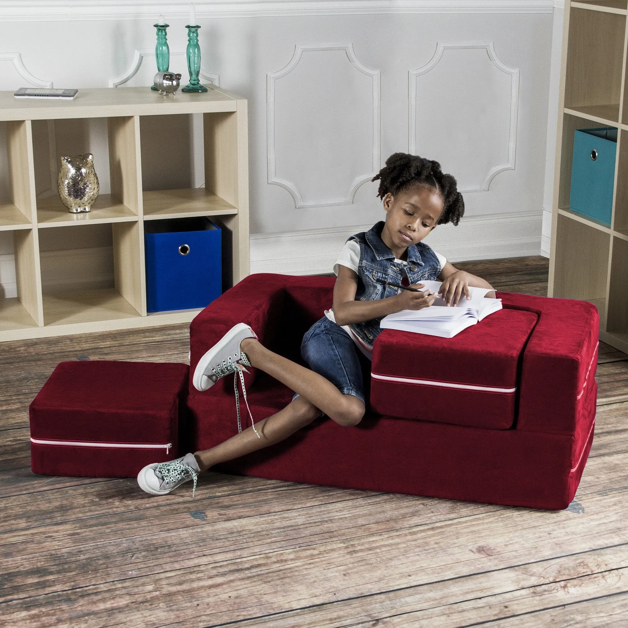 Jaxx Zipline Modular Kid's Loveseat and Ottoman