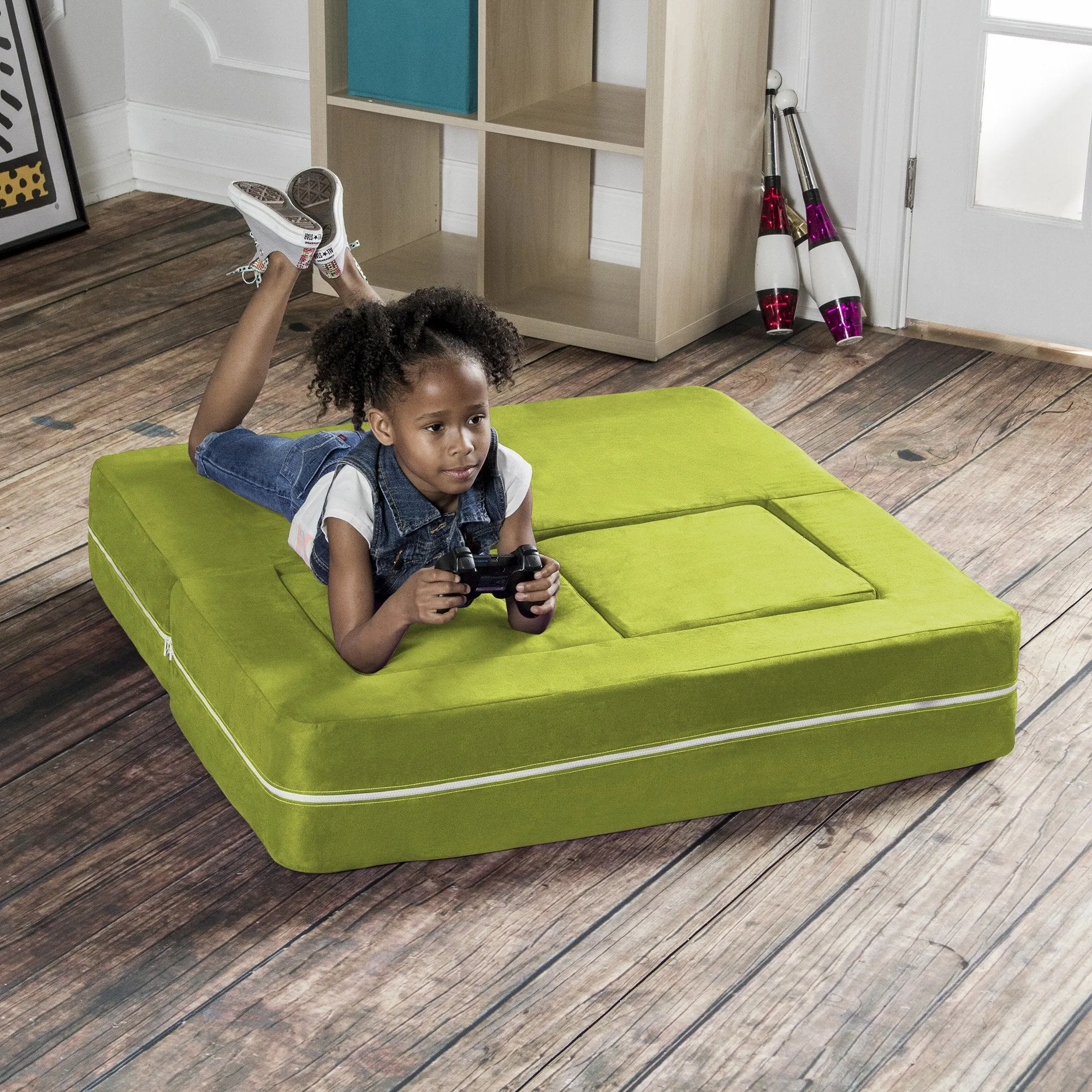 Jaxx Zipline Modular Kid's Loveseat and Ottoman