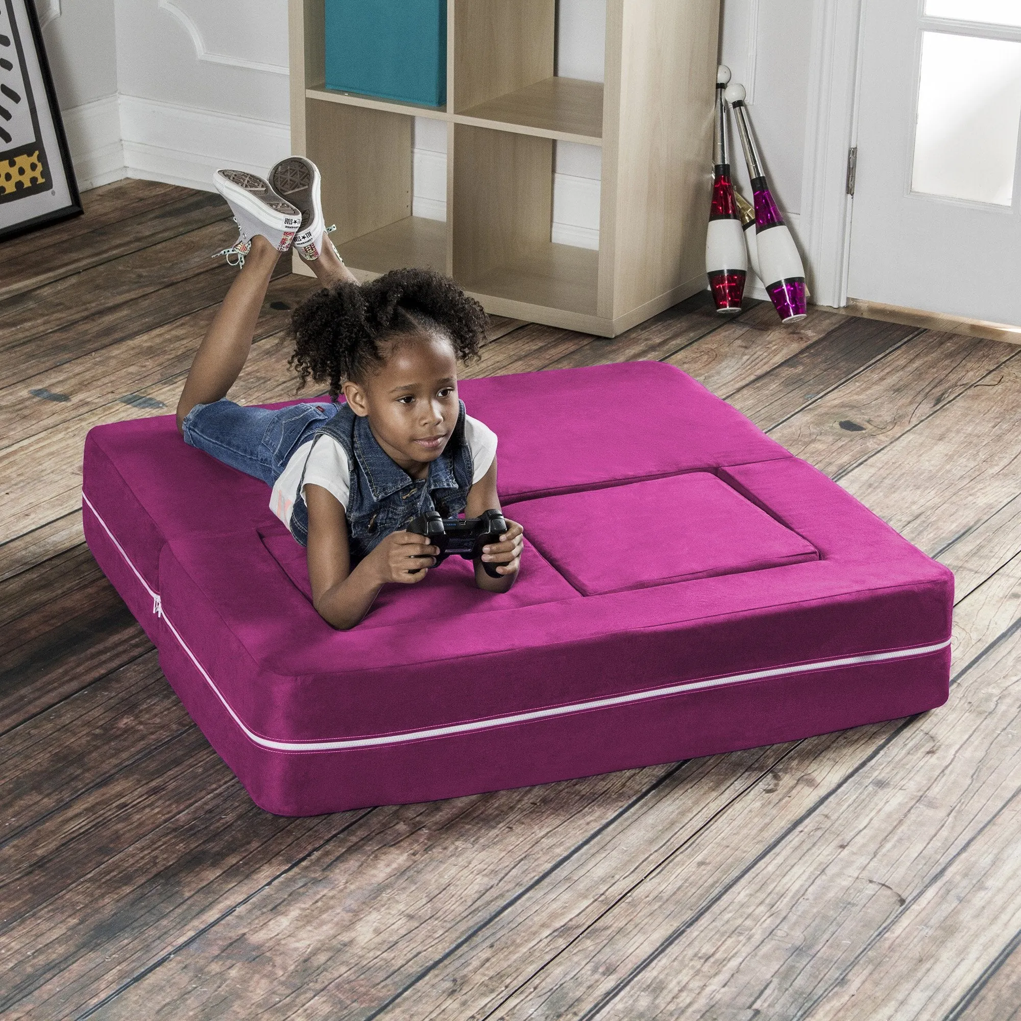 Jaxx Zipline Modular Kid's Loveseat and Ottoman