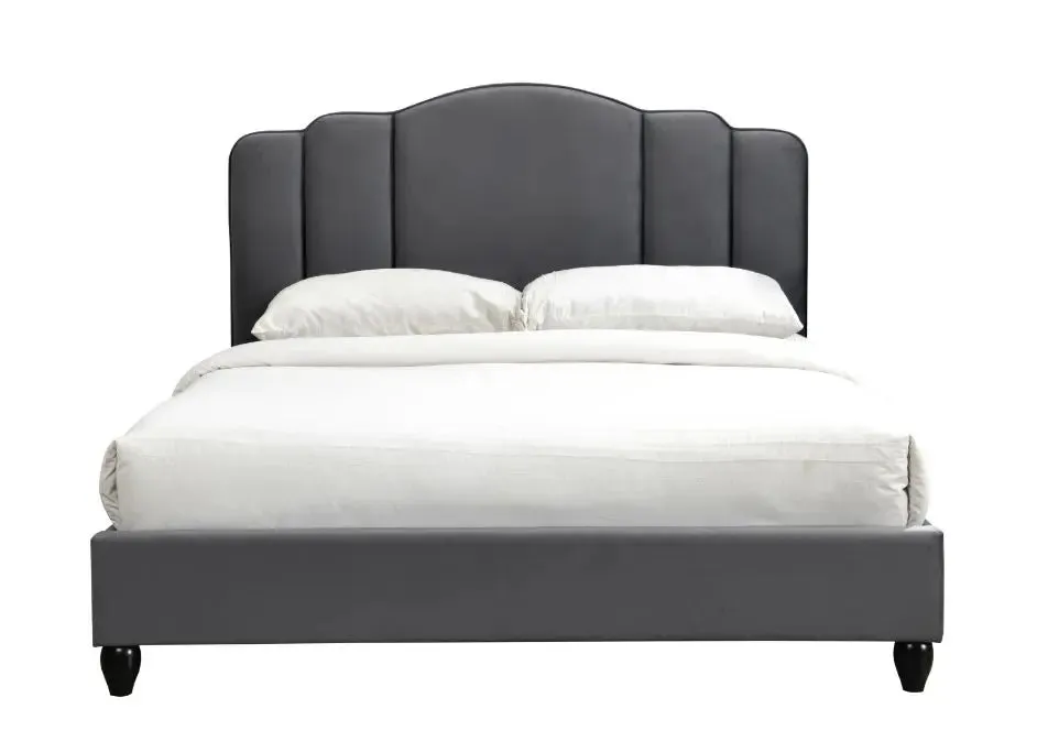 Kelsey King Bed, Charcoal Fabric