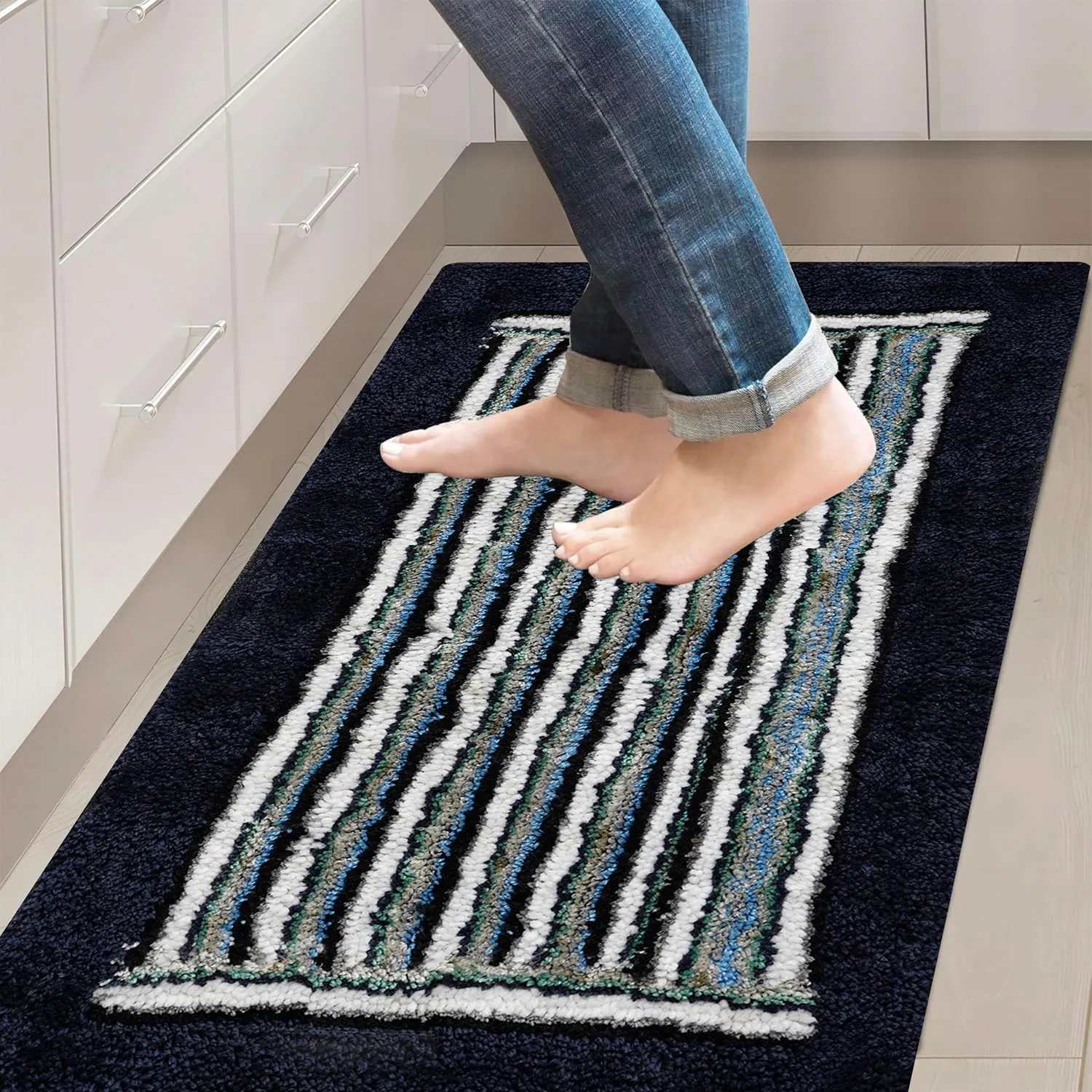 Kuber Industries Runner | Bedside Runner for Bedroom | Runner for Living Room | Micro Border Carpet Runner for Home | Anti Skid Carpet Rug Mat | Kitchen Runner | 22x55 | Gray