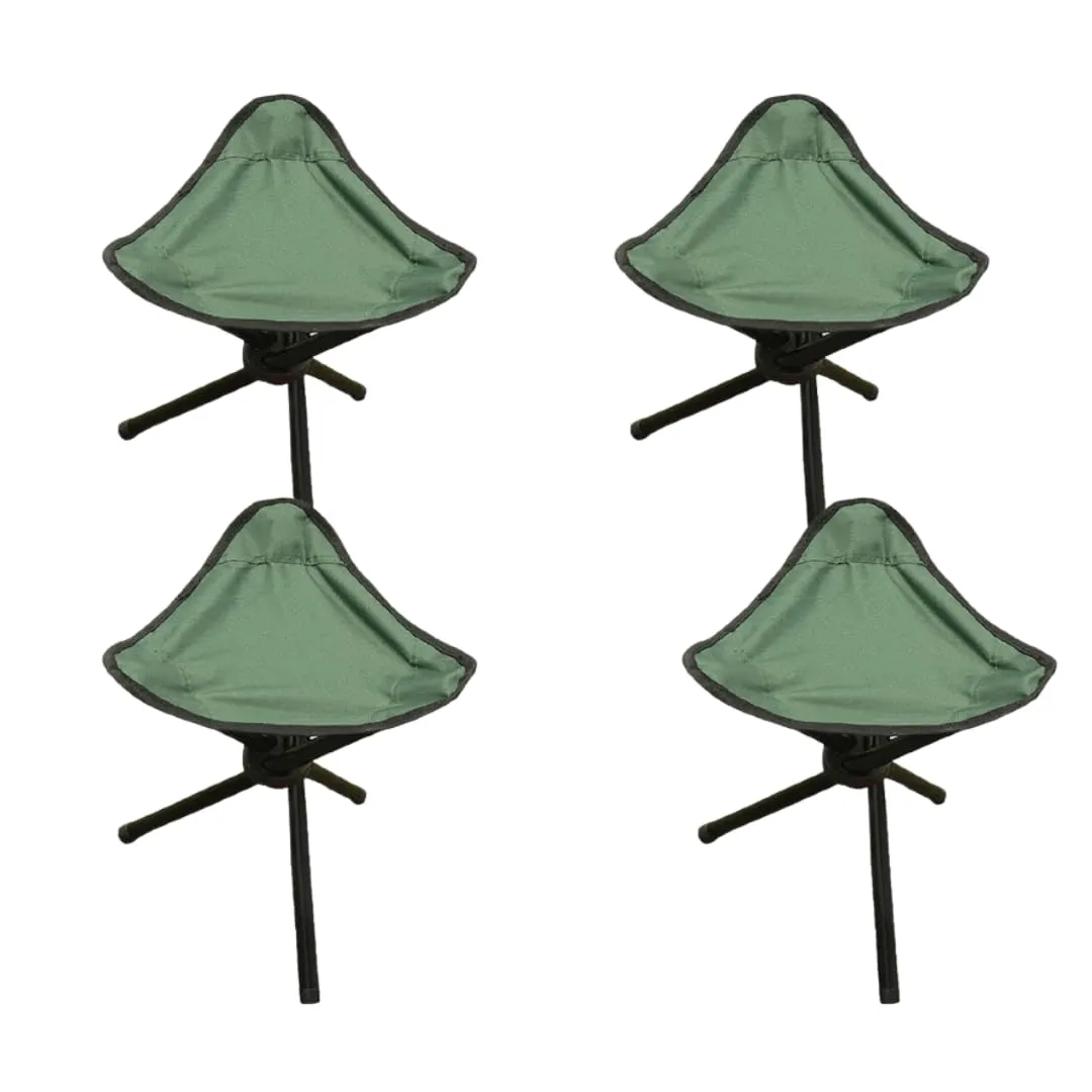 Kuber Industries Set of 4 Portable Stools for Travelling|Foldable Outdoor Sitting Chair|Tripod 3 Leg Chair for Camping, Picnic, Hiking|Green