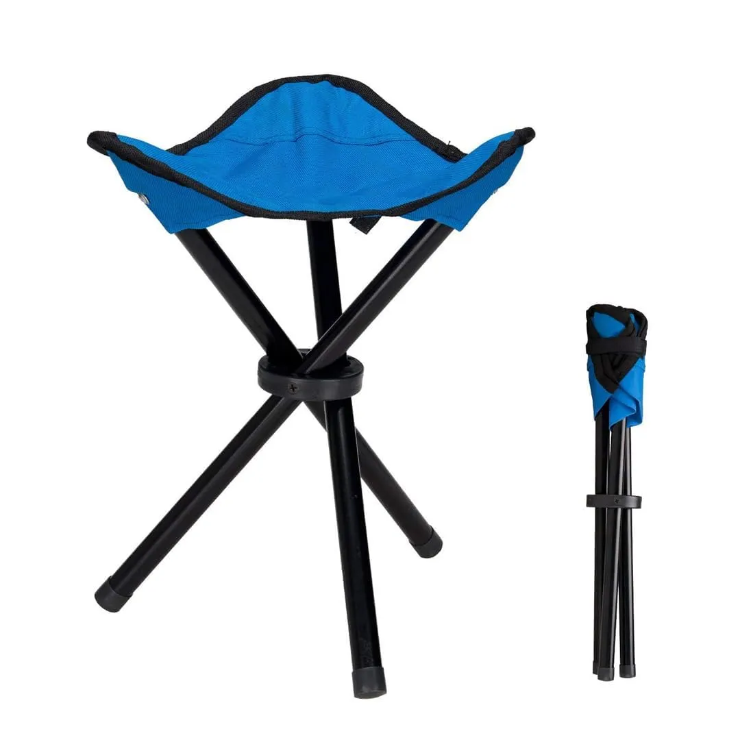 Kuber Industries Set of 8 Portable Stools for Travelling|Foldable Outdoor Sitting Chair|Tripod 3 Leg Chair for Camping, Picnic, Hiking|Blue