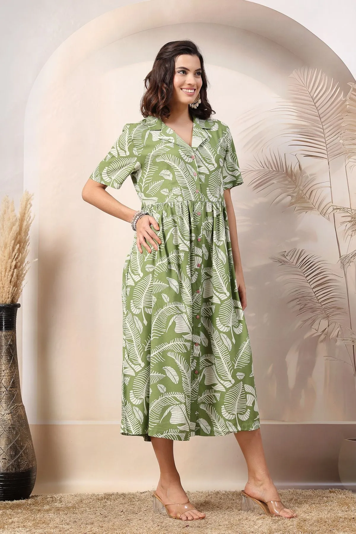 Leafy Chic Comfort Maternity Zipless Feeding Dress