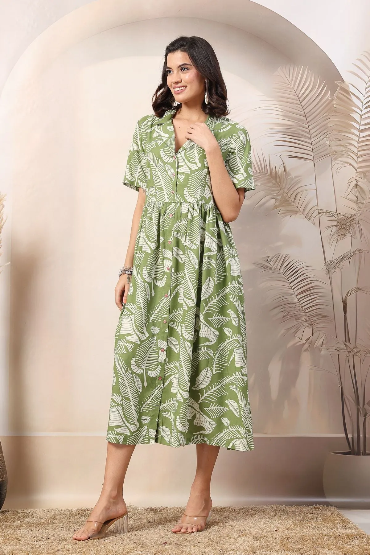 Leafy Chic Comfort Maternity Zipless Feeding Dress