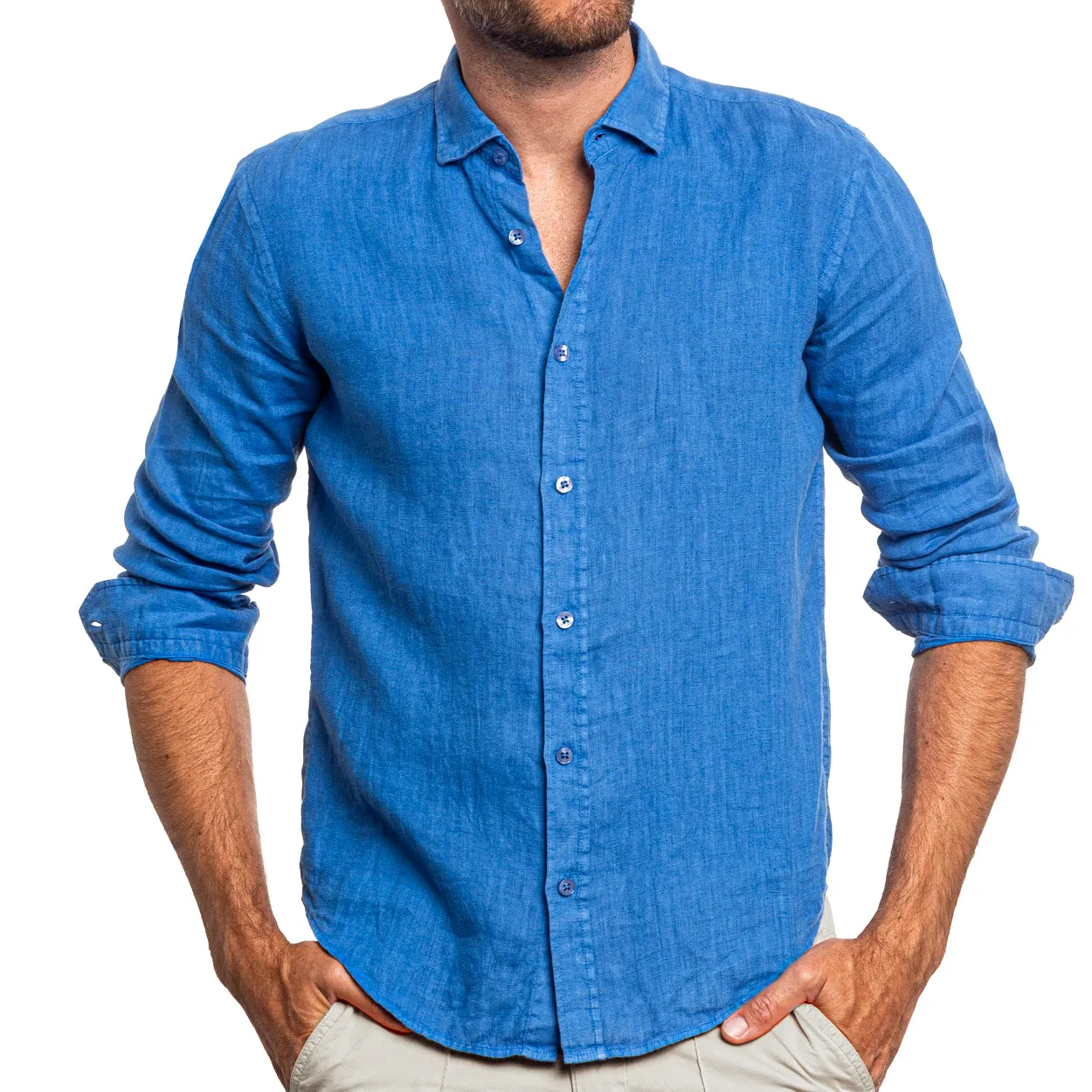 Linen Button Down Shirt - Blue