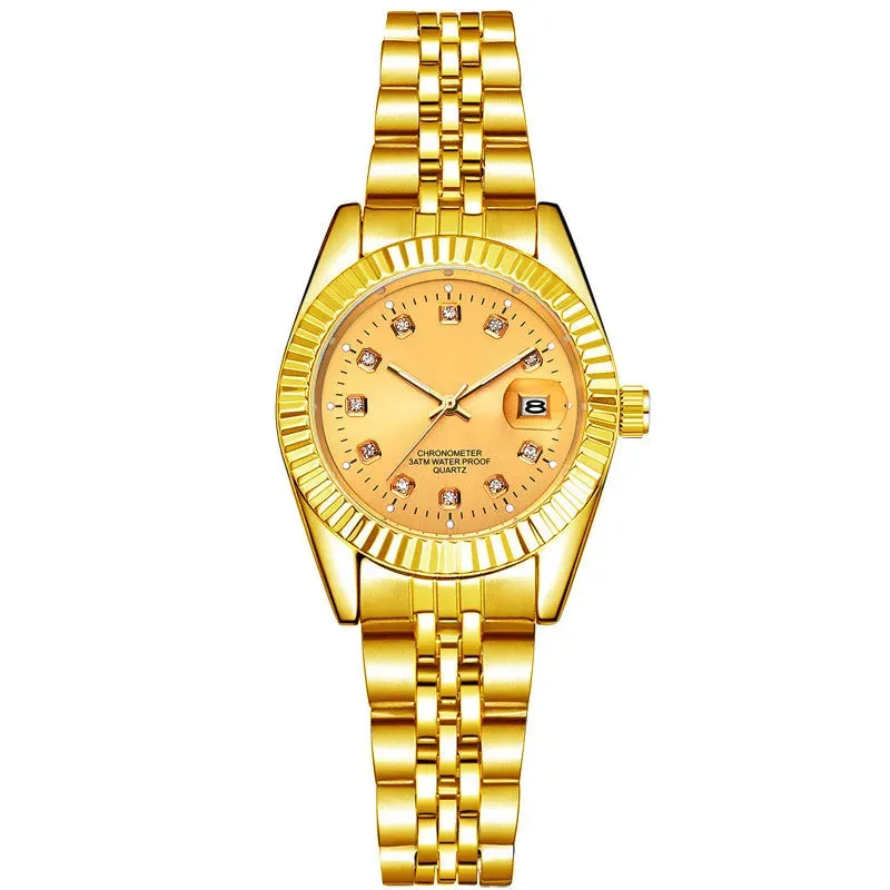 Men's And Women's Student Calendar Room Gold Watch