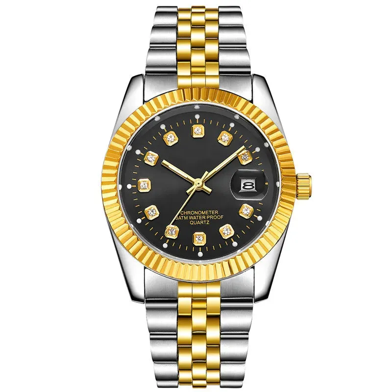 Men's And Women's Student Calendar Room Gold Watch