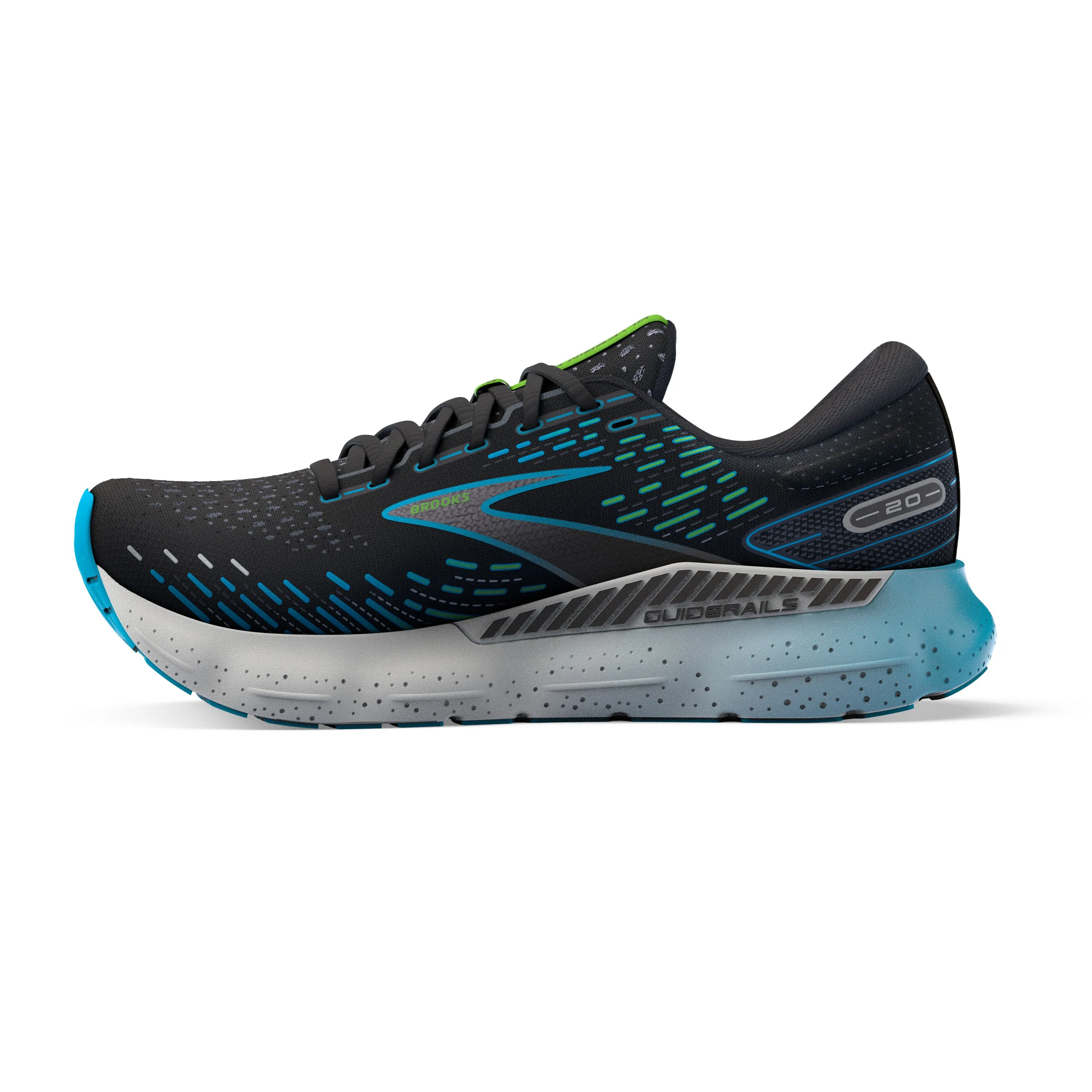 Men's Brooks Glycerin GTS 20 Color: Black / Hawaiian Ocean / Green