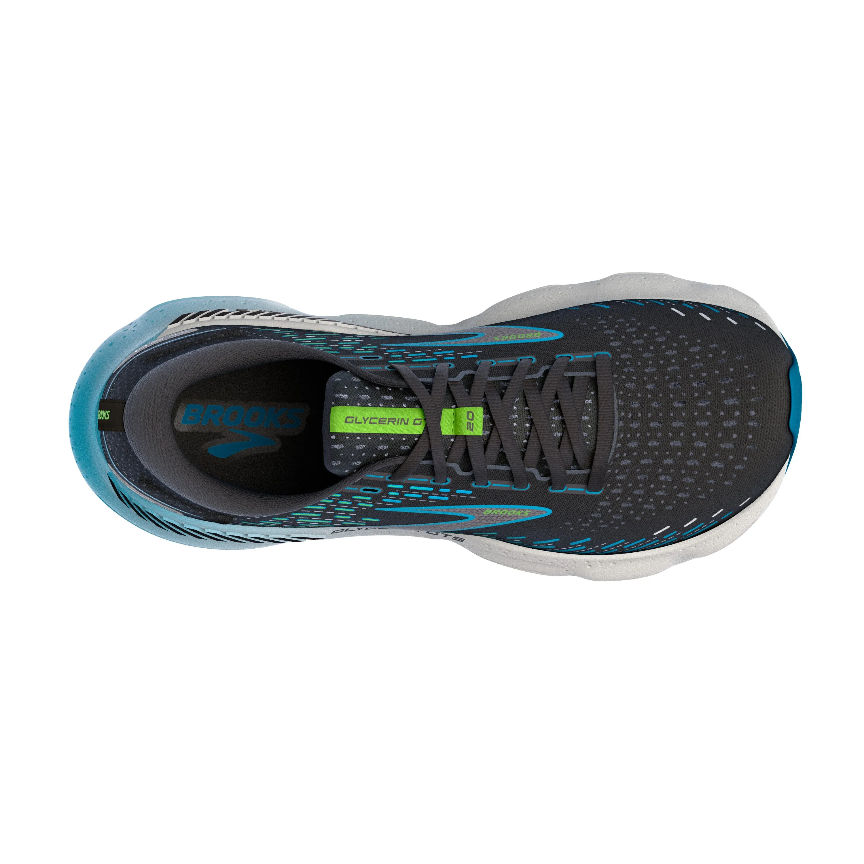 Men's Brooks Glycerin GTS 20 Color: Black / Hawaiian Ocean / Green