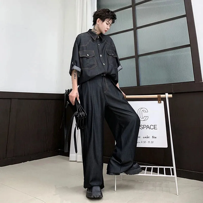 Men's Comfortable Stylish Black Denim 2-Piece Set