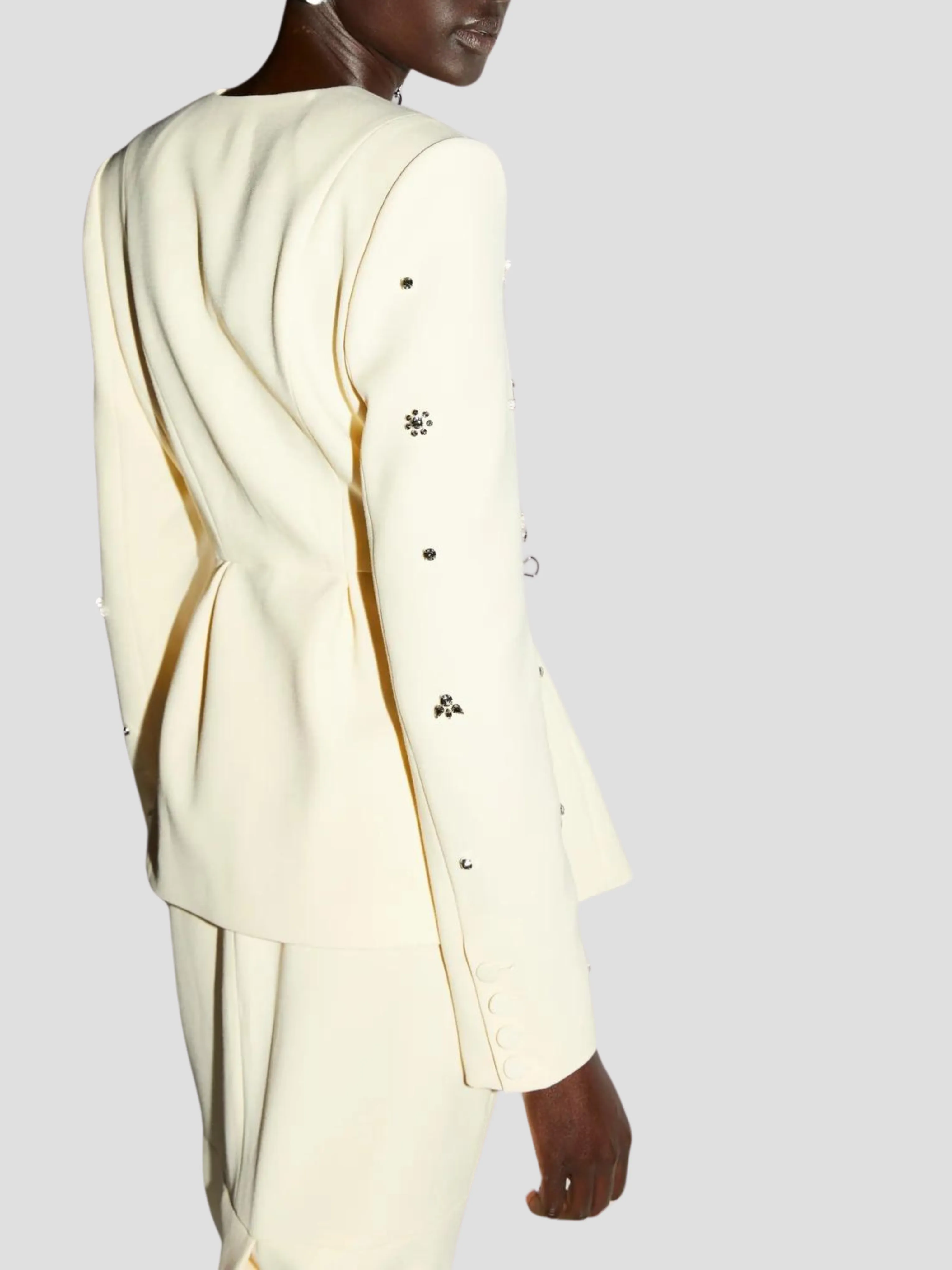 Milo Crystal-Embellished Crepe Blazer in Yellow