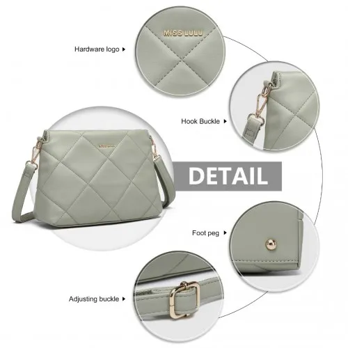 Miss Lulu Green PU Leather Rhombus Shoulder Bag - Stylish Women's Handbag