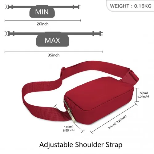 Miss Lulu Lightweight Stylish Water-Resistant Bum Bag - Burgundy | Trendy & Versatile Waist Pack